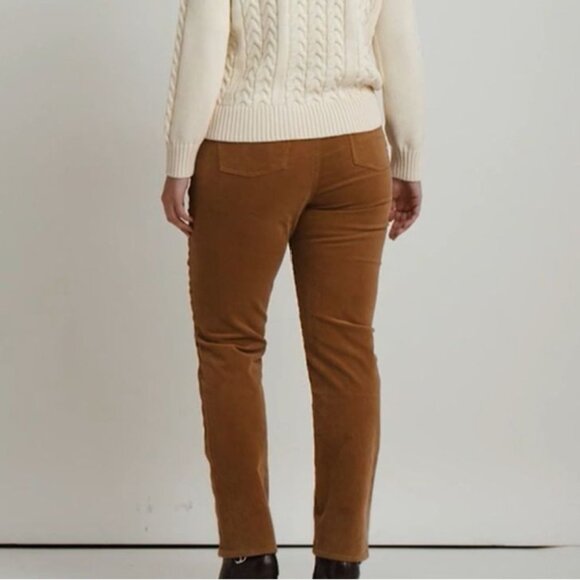 Ralph Lauren Womens Corduroy Mid-Rise Straight Leg Pants Brown Camel NWT - Picture 3 of 11